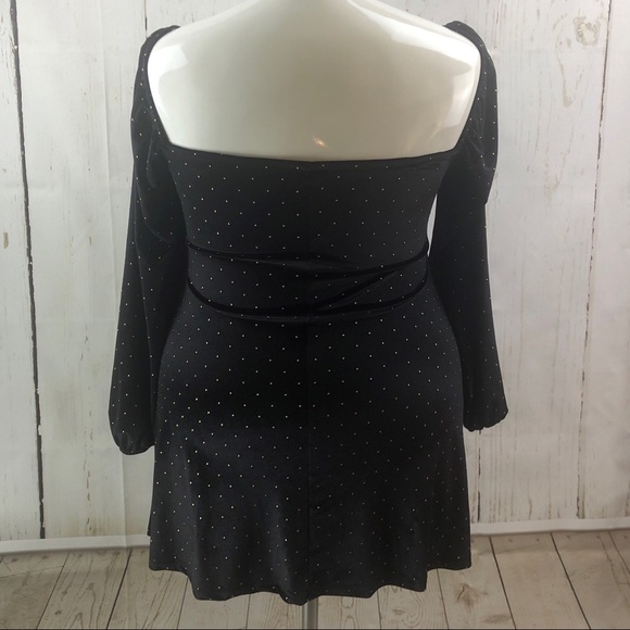 ASOS Curve Velvet Gold Studded Dress - Picture 2 of 7